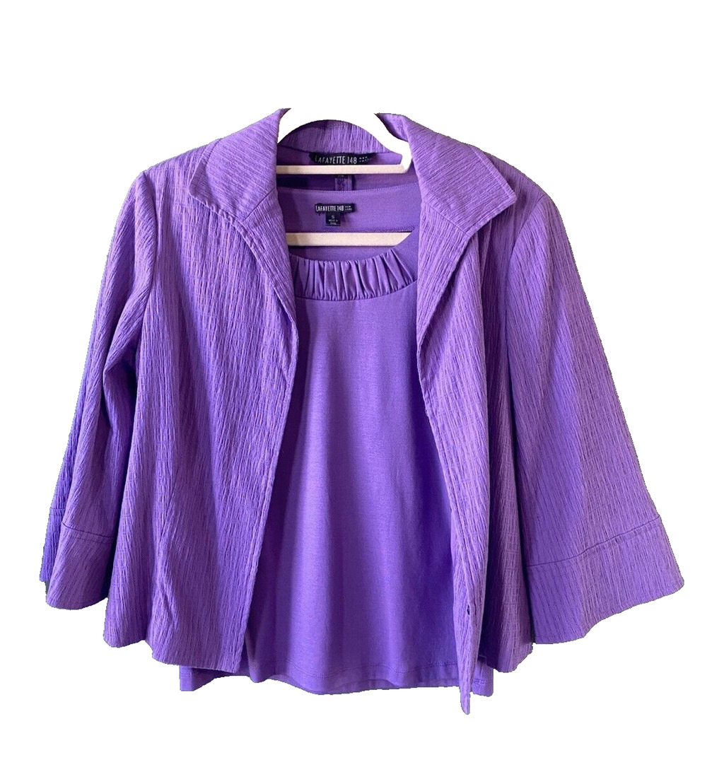 Lafayette 148 Blazer Womens Sz 8 Purple Office Work Career Classic Quiet Luxury